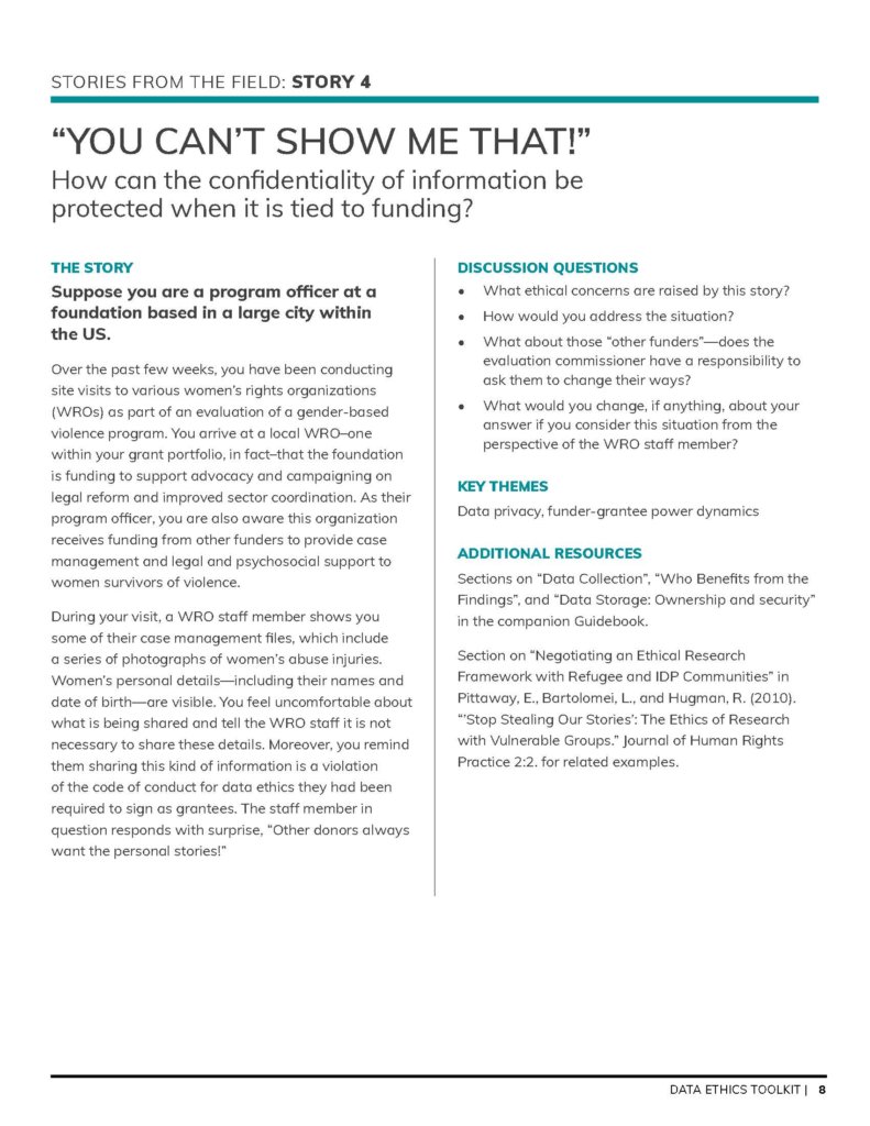 A Story from the Field from Page 8 of the Data Ethics Toolkit, titled "You Can't Show Me That!"