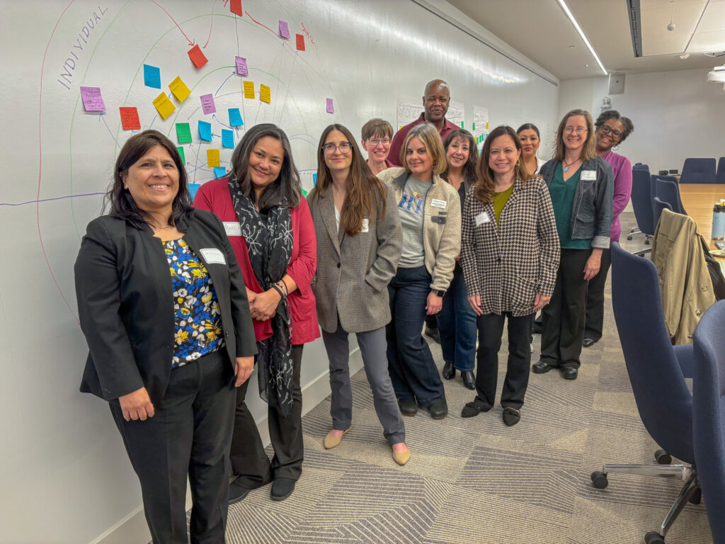 Ripple Effect Mapping participants standing in front of their completed map.
