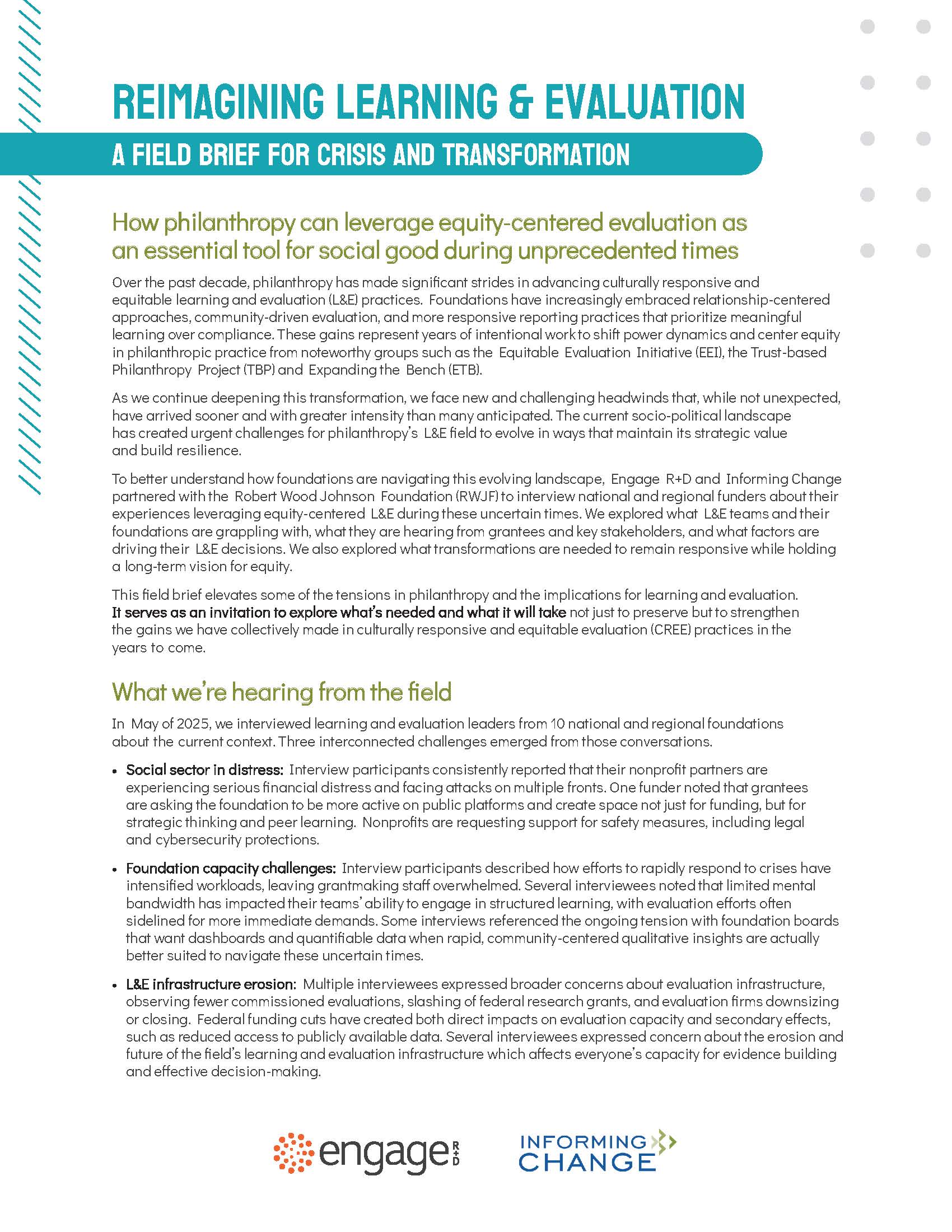 Reimagining Learning & Evaluation: A Field Brief for Crisis and ...
